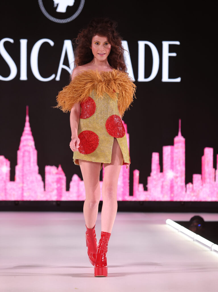NEW YORK, NEW YORK - SEPTEMBER 09: A model walks the runway wearing Jessica Jade at Runway 7 Spring/Summer 2023 Collections, on September 09, 2022 in New York City. (Photo by Thomas Concordia/Getty Images for Runway 7)