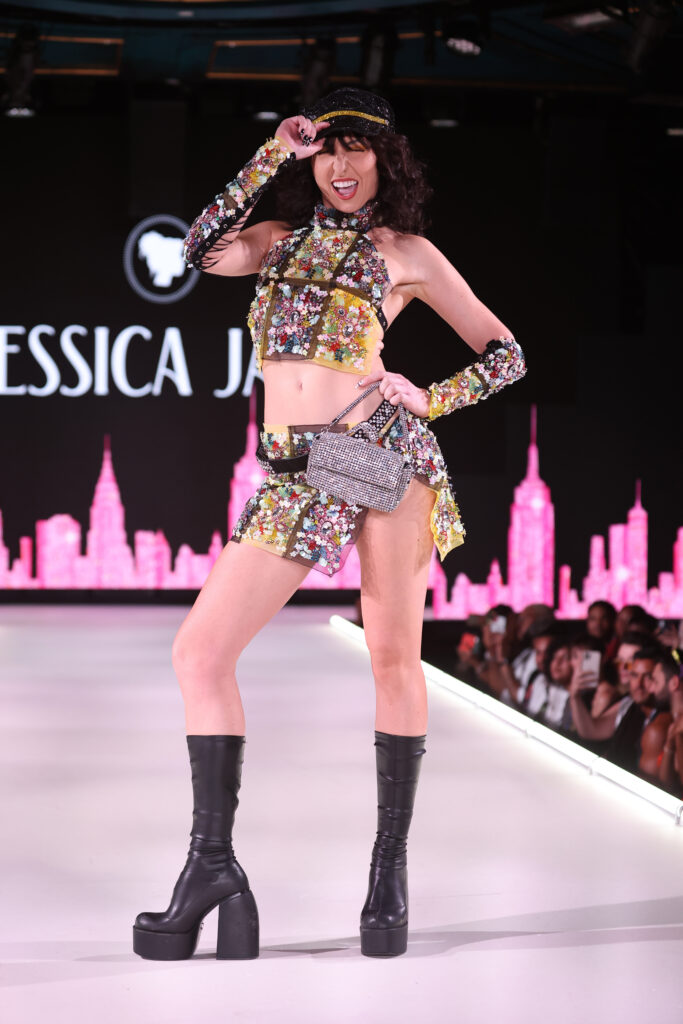 NEW YORK, NEW YORK - SEPTEMBER 09: A model walks the runway wearing Jessica Jade at Runway 7 Spring/Summer 2023 Collections, on September 09, 2022 in New York City. (Photo by Thomas Concordia/Getty Images for Runway 7)