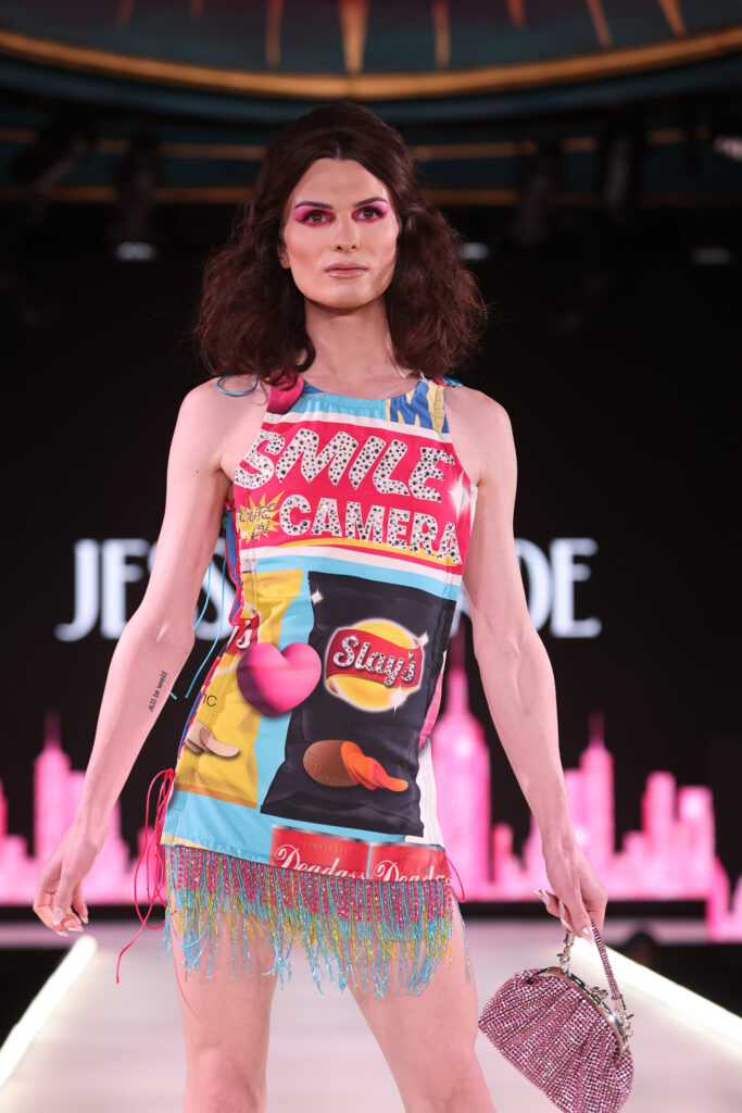 NEW YORK, NEW YORK - SEPTEMBER 09: A model walks the runway wearing Jessica Jade at Runway 7 Spring/Summer 2023 Collections, on September 09, 2022 in New York City. (Photo by Thomas Concordia/Getty Images for Runway 7)