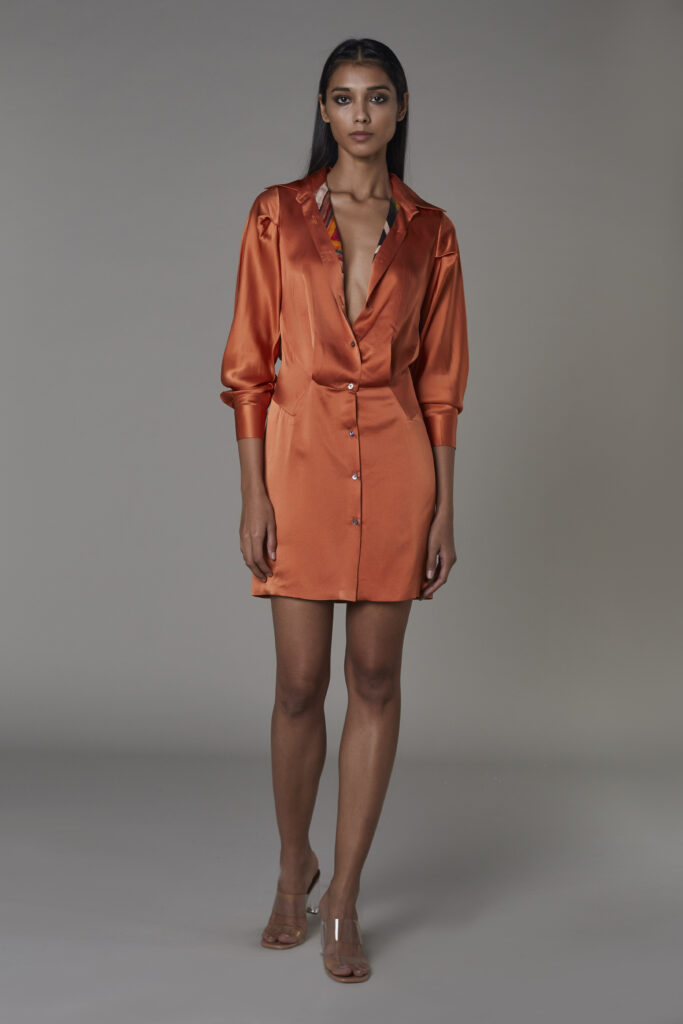 2022_3_4 SAAKSHAKINNI3148 Saaksha x Kinni Luxe Boho Quad Collection Rust Shirt Dress