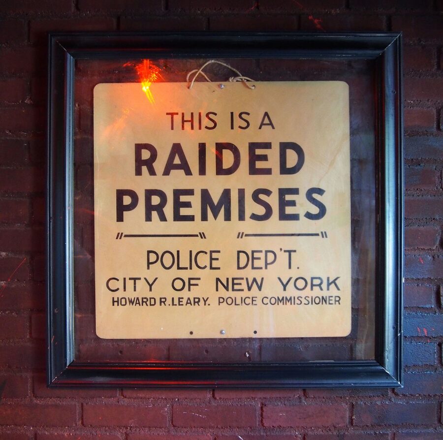 stonewallinn_raidsign Stonewall Inn Raided Premises Sign
