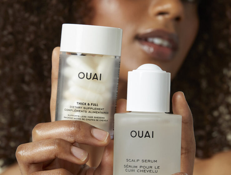 OUAI hair care scalp serum and thick and full supplements combo set