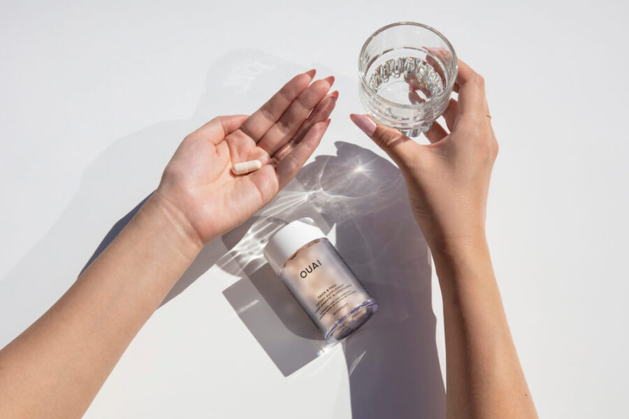 _I3A0200-CROPPED OUAI hair care thick and full supplementstaking the supplements with water