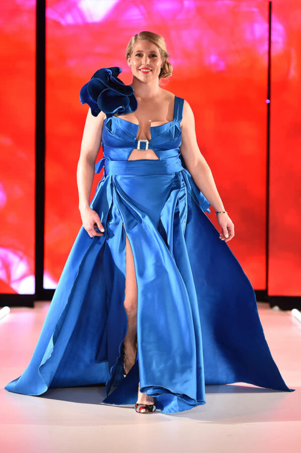 Model walks for designer Celeste Victoria at Runway 7 Sony Hall New York Fashion Week Fall Winter 2023