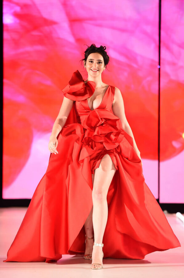 Model walks for designer Celeste Victoria at Runway 7 Sony Hall New York Fashion Week Fall Winter 2023