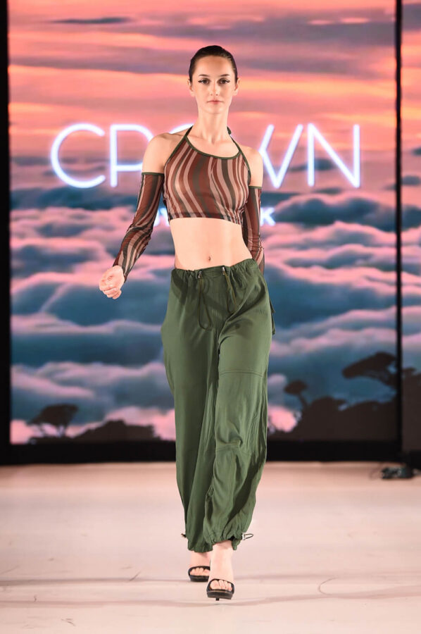Model walks for Crown by Chick teen fashion brand at Runway 7 Sony Hall New York Fashion Week Fall Winter 2023
