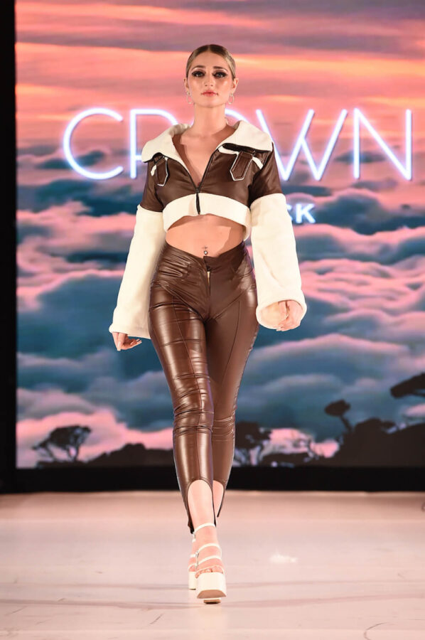 Model walks for Crown by Chick teen fashion brand at Runway 7 Sony Hall New York Fashion Week Fall Winter 2023