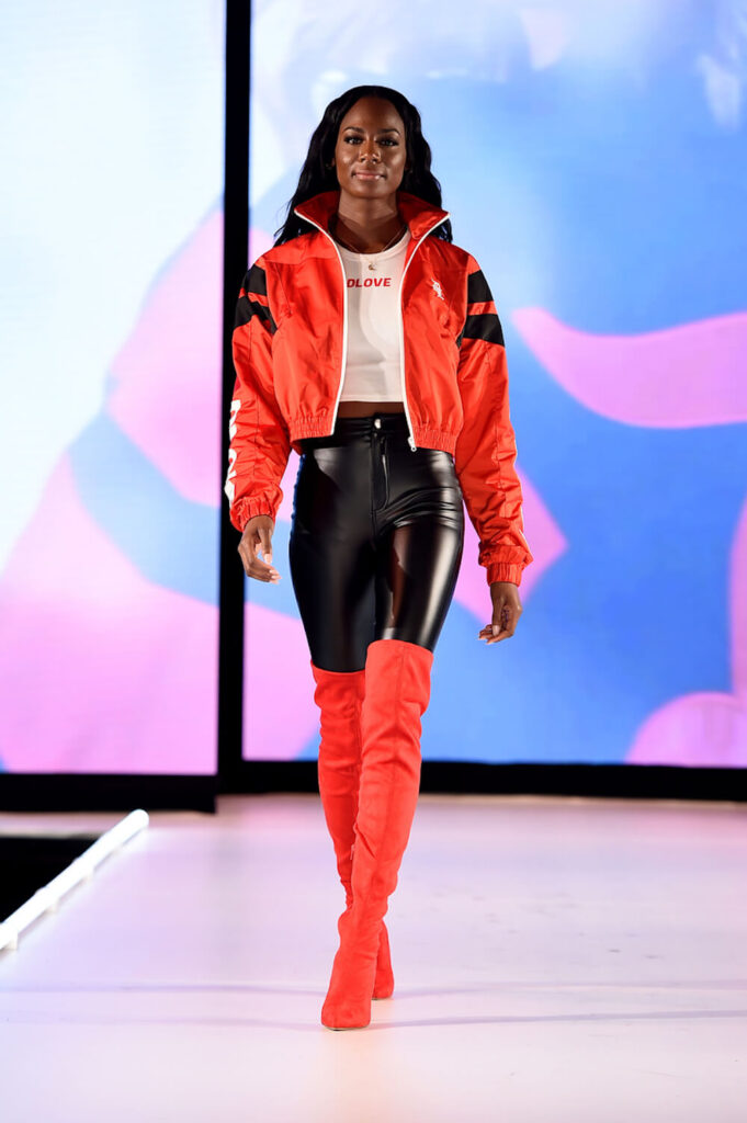 Model walks for DLove at Runway 7 NYFW FW 2023