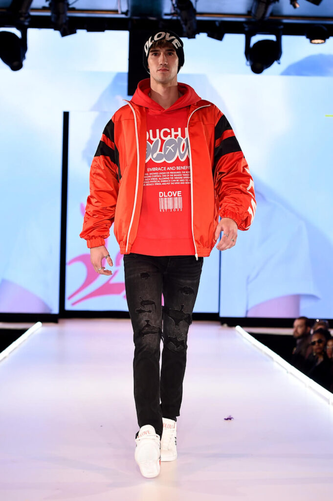 Model walks for DLove at Runway 7 NYFW FW 2023