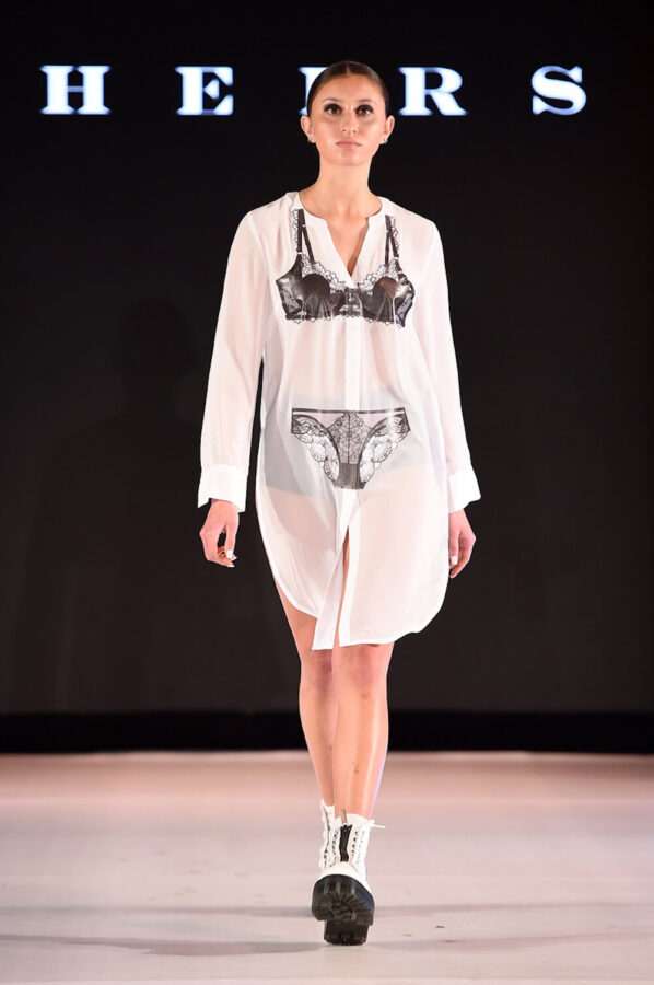 Model walks for designer Heirs at Runway 7 Sony Hall New York Fashion Week Fall Winter 2023