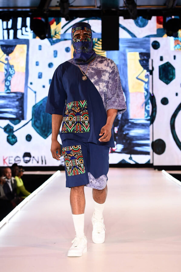 Model walks for designer Kegonii at Runway 7 Sony Hall New York Fashion Week Fall Winter 2023