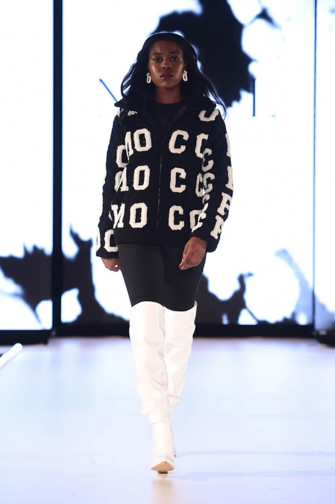 Model walks for NOCCFL at Runway 7 NYFW FW 2023