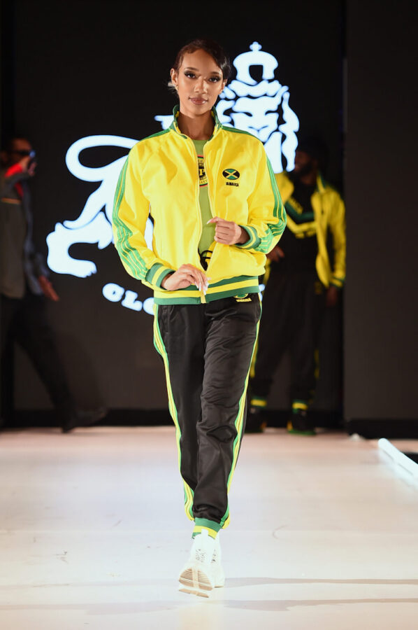Model walks for Riddim Driven fashion brand at Runway 7 Sony Hall New York Fashion Week Fall Winter 2023