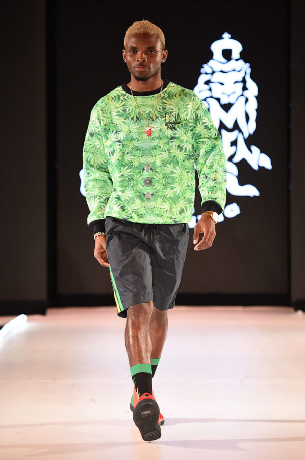 Model walks for Riddim Driven fashion brand at Runway 7 Sony Hall New York Fashion Week Fall Winter 2023