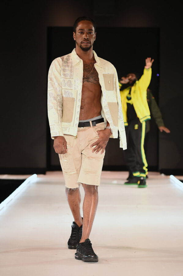 Model walks for Riddim Driven fashion brand at Runway 7 Sony Hall New York Fashion Week Fall Winter 2023