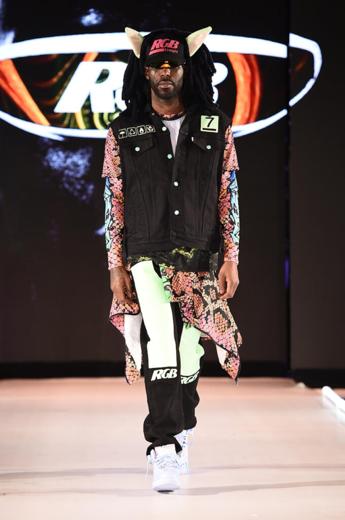 Model walks for Roy G Biv at Runway 7 NYFW FW 2023
