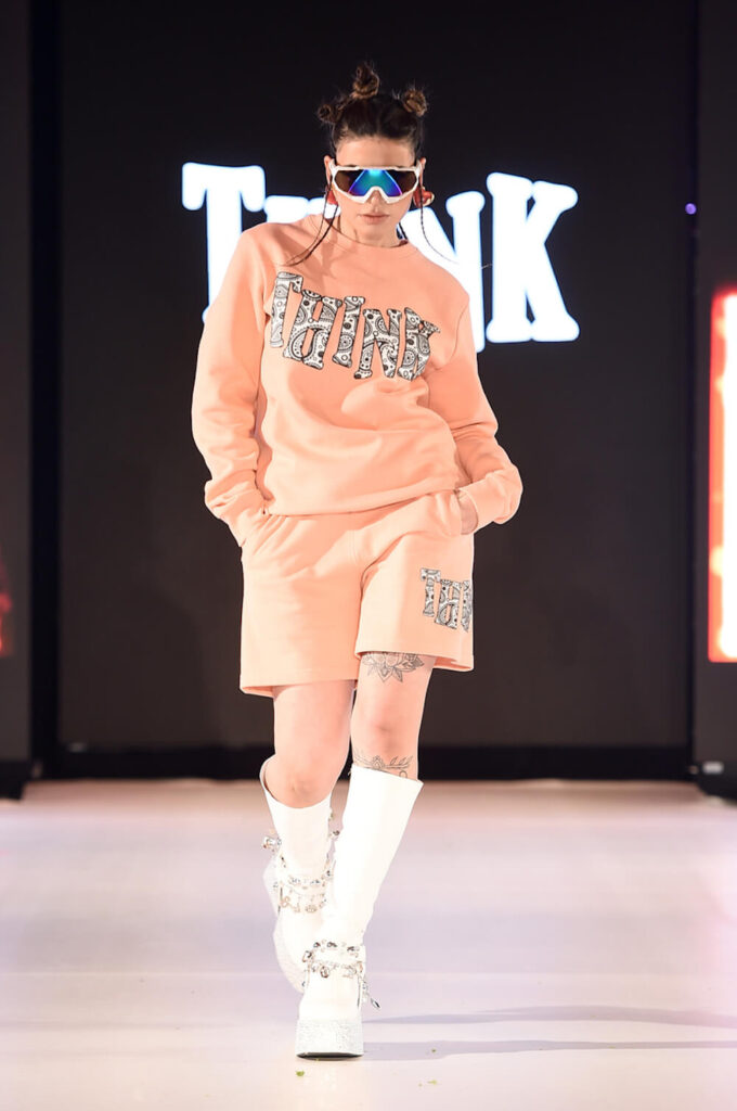 Model walks for Think About It at Runway 7 NYFW FW 2023