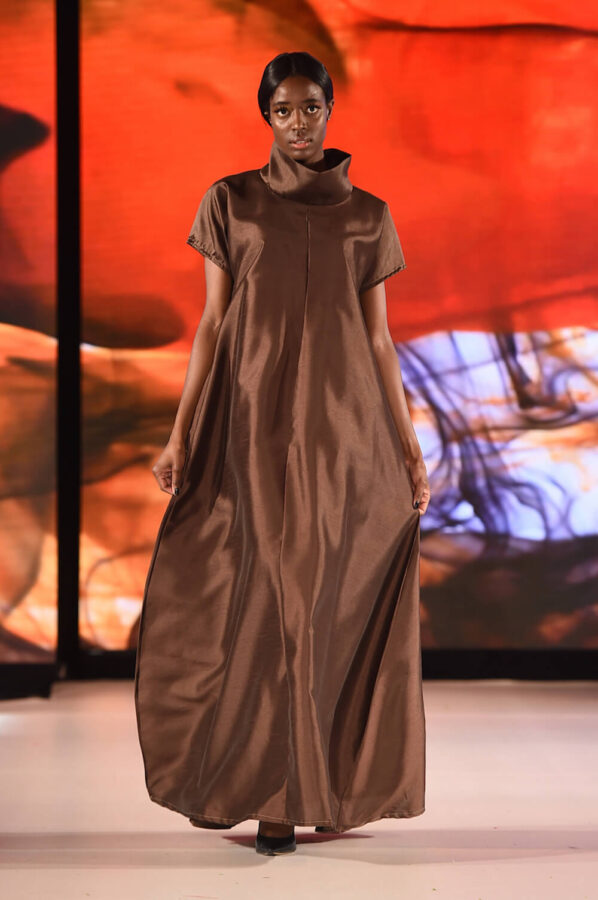 Model walks for Vaughn Sims at Runway 7 Sony Hall for NYFW