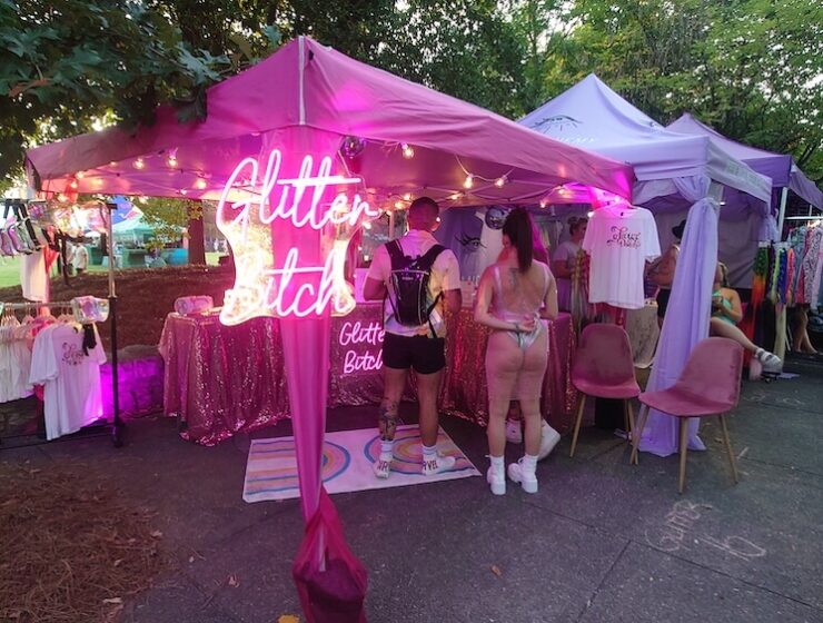 Photo of Glitter Bitch booth in the Market Cove of Deep Tropics photo by Sophia Calderone