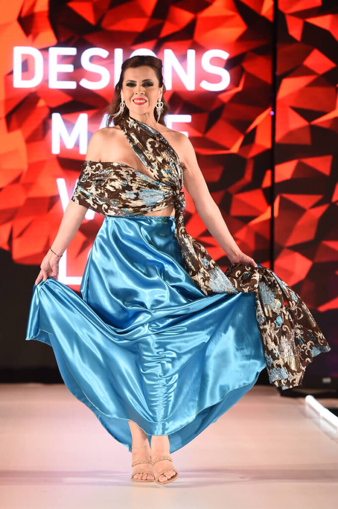 Model walking for Godesca at Sony Hall for Runway 7 NYFW Fall Winter 2023