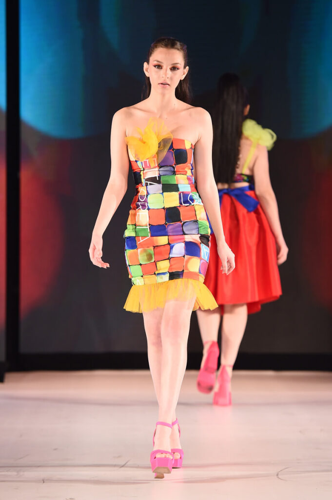 Model walking for Lorraine Ortiz at Sony Hall for Runway 7 NYFW Fall Winter 2023