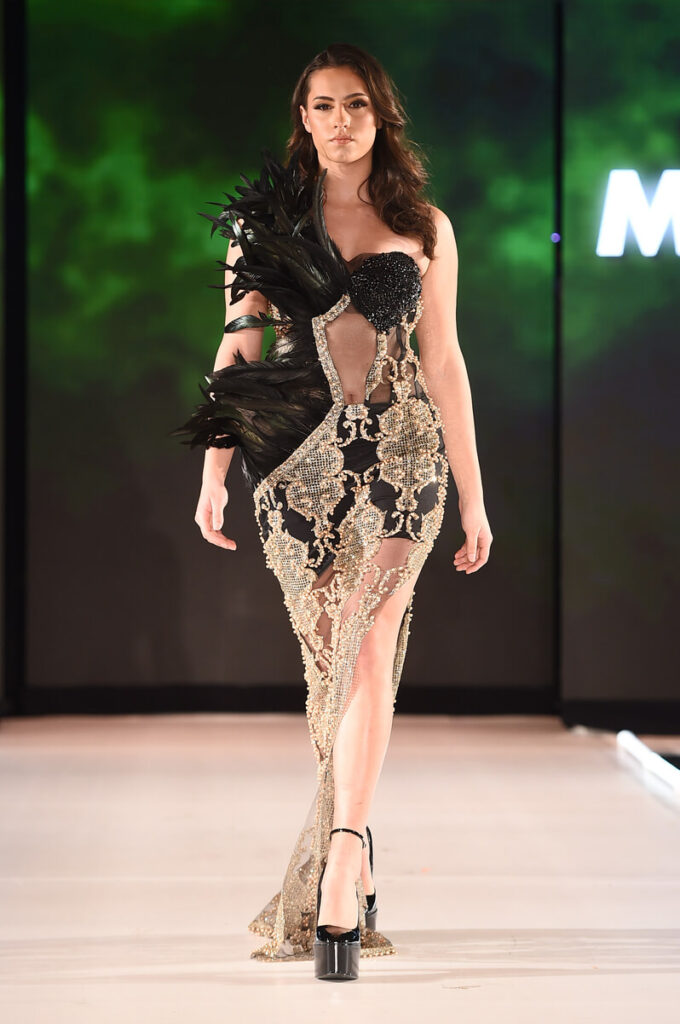 Model walks for Makarassi at Sony Hall for Runway 7 NYFW Fall Winter 2023