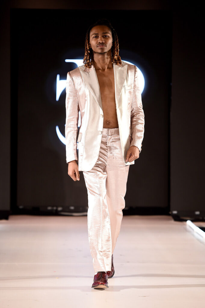 Model walks for Perry Jones at Sony Hall with Runway 7 NYFW FW2023