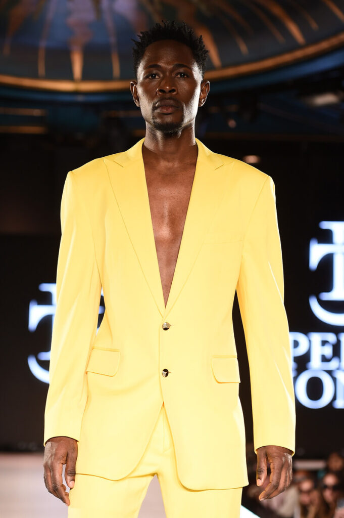 Model walks for Perry Jones at Sony Hall with Runway 7 NYFW FW2023