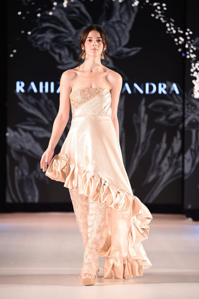 Model walking for Rahiza Alejandra at Sony Hall for Runway 7 NYFW Fall Winter 2023