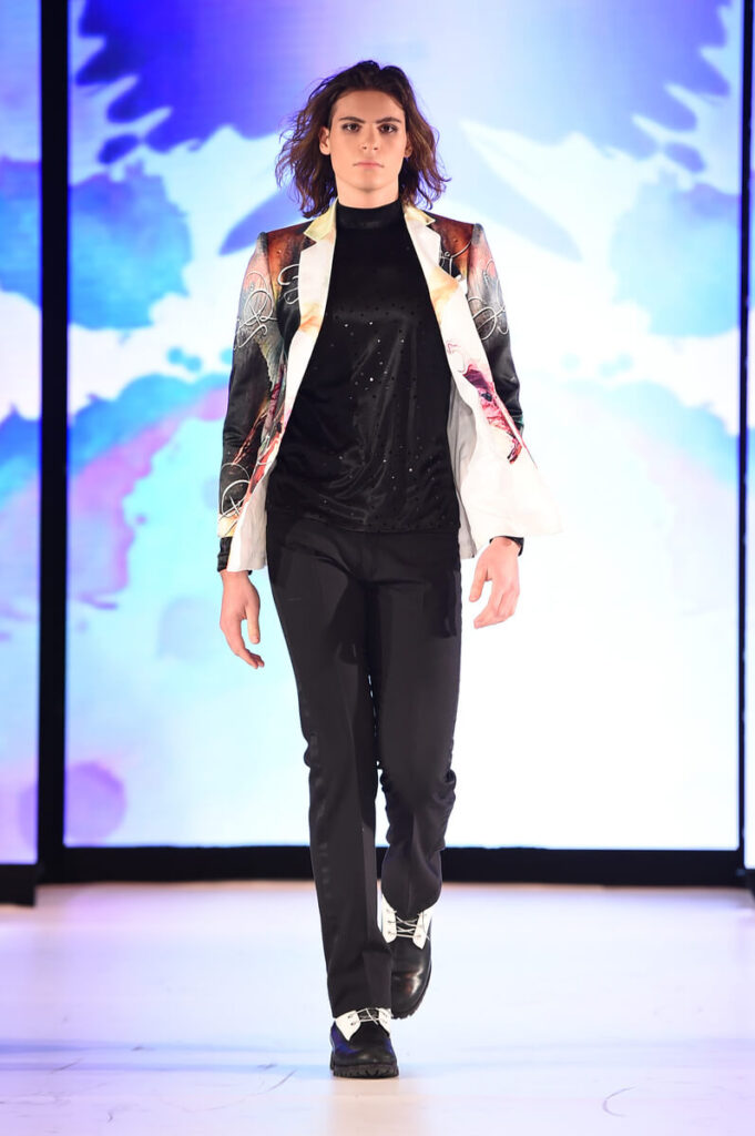 Model walking for Sonia Rivera at Sony Hall for Runway 7 NYFW Fall Winter 2023