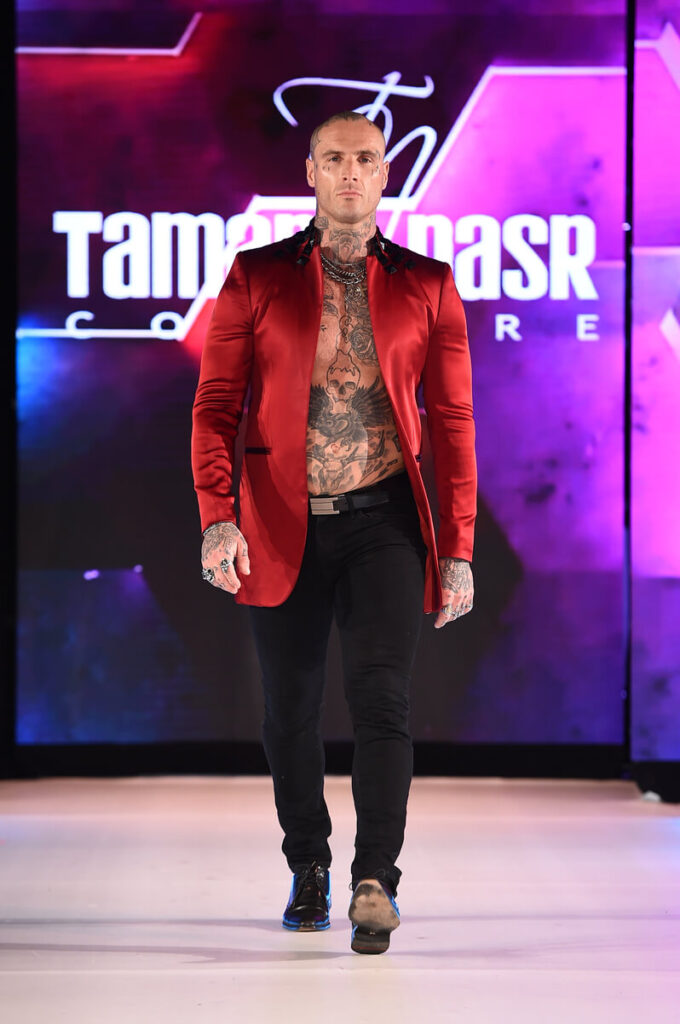 Model walking for Tamara Nasr at Sony Hall for Runway 7 NYFW Fall Winter 2023