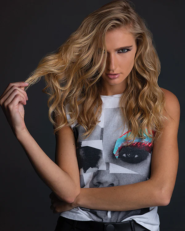 Keratin Complex textured hair styling seen as mermaid beachy waves on model