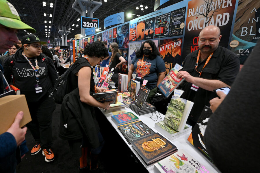 NEW YORK, NEW YORK - OCTOBER 15: A view of the Penguin Random House booth during New York Comic Con 2023 - Day 4 at Javits Center on October 15, 2023 in New York City. (Photo by Bryan Bedder/Getty Images for ReedPop)