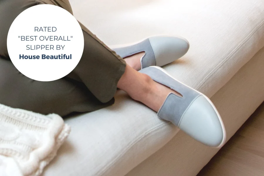 Dooeys grey and blue loafers house slipper best overall slipper by house beautiful