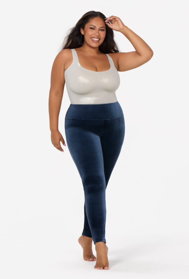 Model wearing Sleek Shape Tank Shine Bright by Ruby Ribbon sexy shapewear