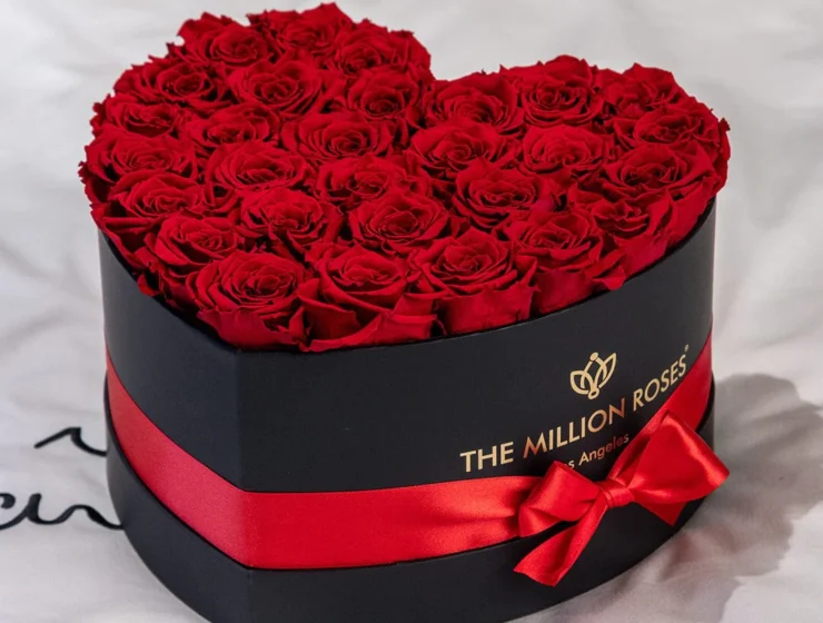 The Million Roses heart shaped box of premium roses preserved for 3 years
