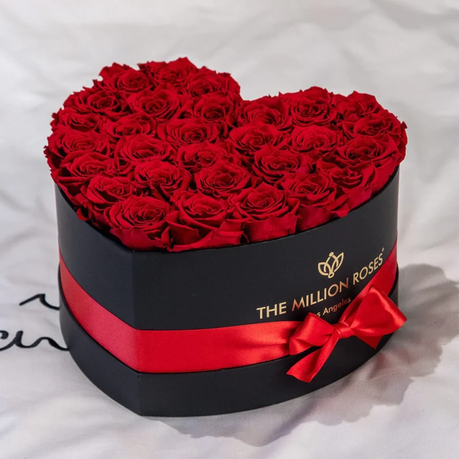 The Million Roses heart shaped box of premium roses preserved for 3 years