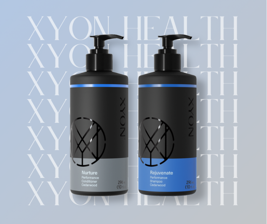 XYON Health Men Hair Loss Treatment XYON Rejuvenate Performance Shampoo Cedarwood and XYON Nuture Performance Conditioner Cedarwood Hero Image
