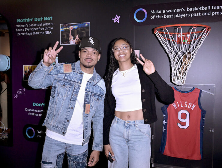 Change the Rapper and Juju Watkins next to wall at Meta AI Super Fan Event