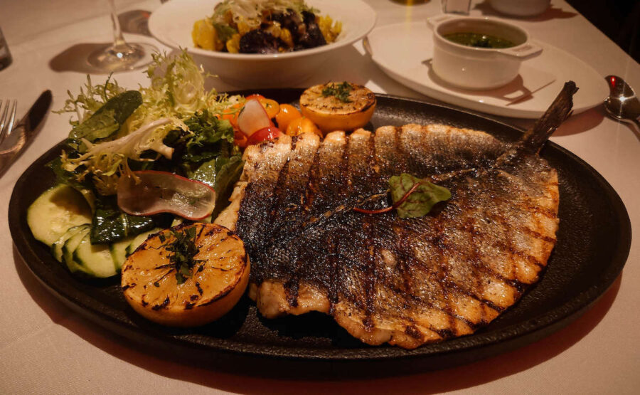 Loews Regency Bar and Grill Grilled Branzino full plate photo by Sophia Calderone
