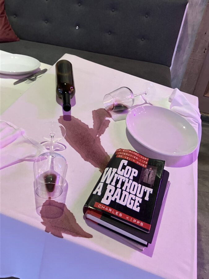 Spilled red wine