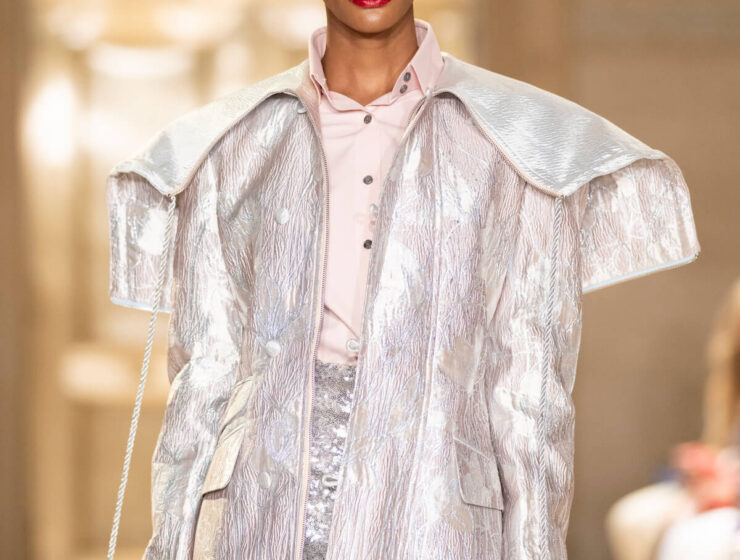 Close up of model for Malan Breton SS025 NYFW Photo by Arun Nevader
