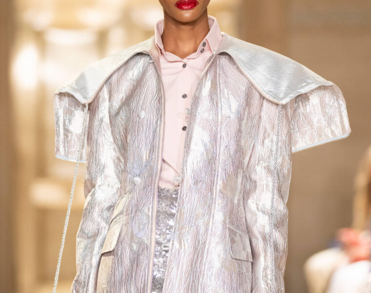 Close up of model for Malan Breton SS025 NYFW Photo by Arun Nevader