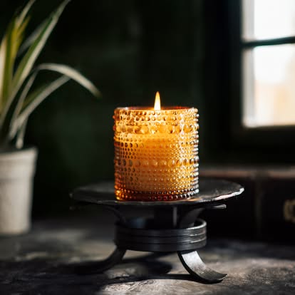 Bluecorn Candle Artemisa candle on stand