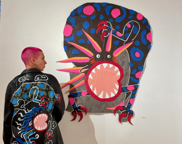 Elin Lundman Leather Jacket and Painting