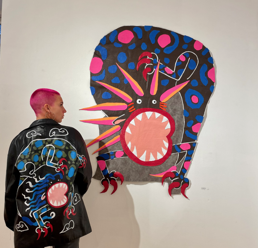 Elin Lundman Leather Jacket and Painting