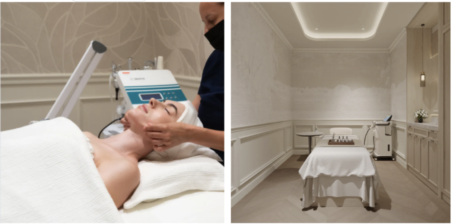 sleekcare spa image of room and woman getting a facial