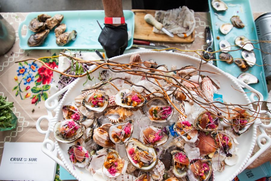 Bowl of Zole image of pozole on oyster shells