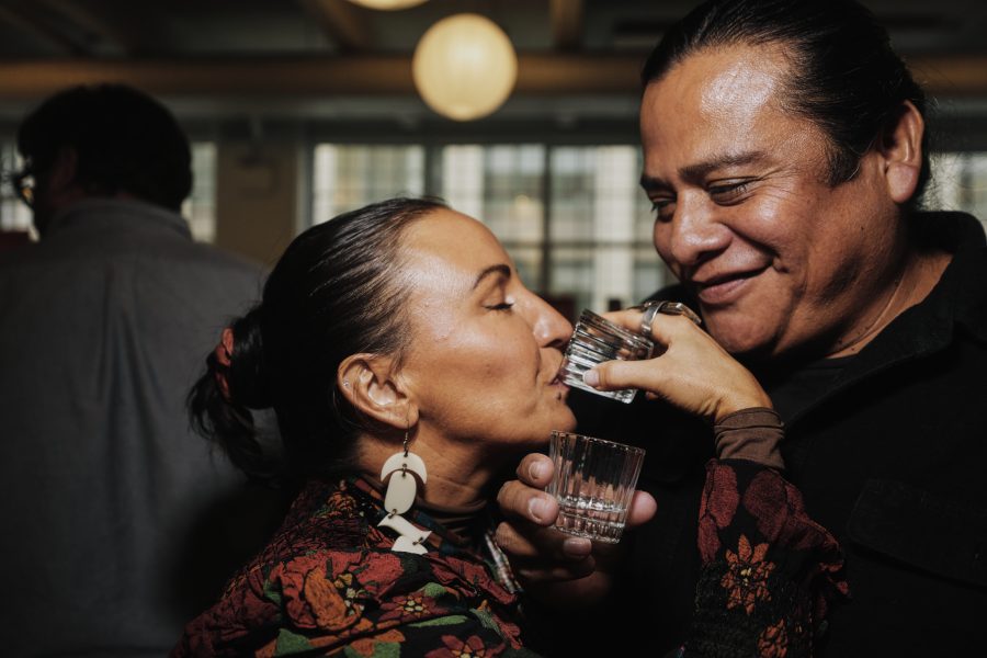 woman drinking an agave spirit at Bowl of Zole. Photo by Chris Gampat